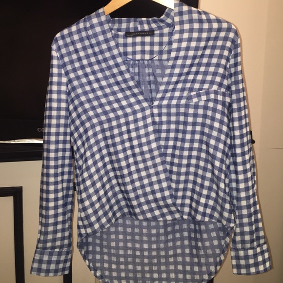 Plaid high low long sleeve shirt