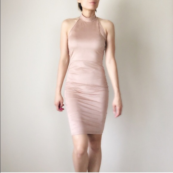 💣SALE NUDE Suede bare back dress - Picture 2 of 4
