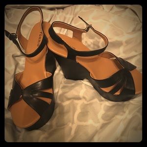 Black Ankle Strap Wedges
