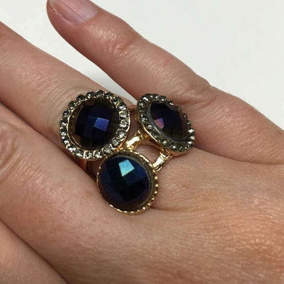 Blue / purple / gold stackable rings (2)