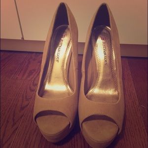 Taupe Peep-toe Heels