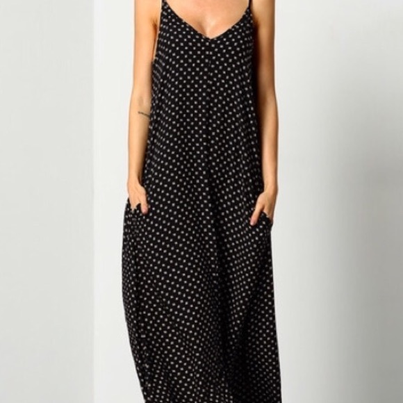 Black Maxi Deep V Neck Floral Dress