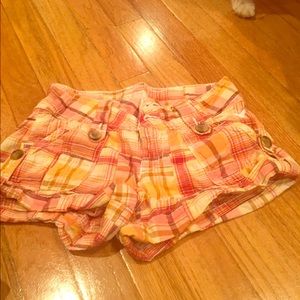Coral plaid shorts