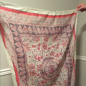 Coral and lilac boho fringe scarf/tapestry