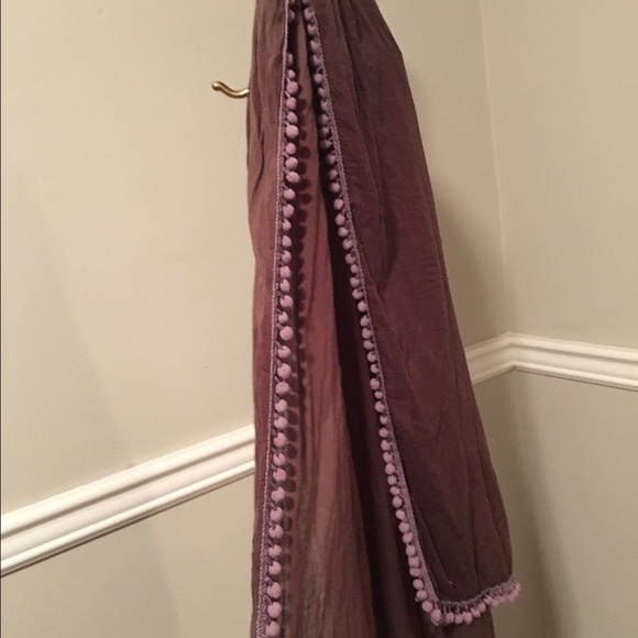 Brown and lilac fringe scarf