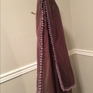 Brown and lilac fringe scarf