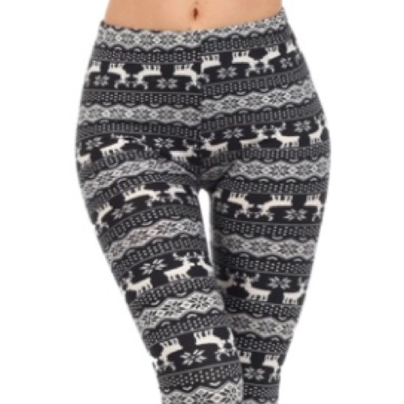 Raindear & Snowflake Soft Knit Winter Leggings - Picture 4 of 4