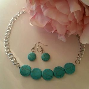 Turquoise Style Necklace w/ Earrings