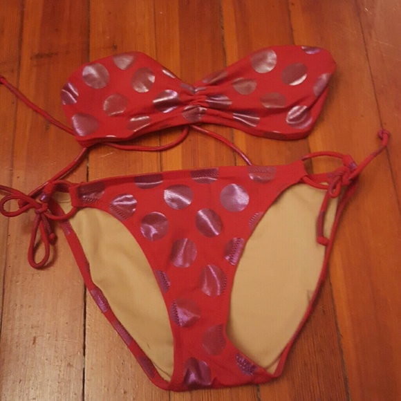 Victoria Secret red and purple polka dot bikini