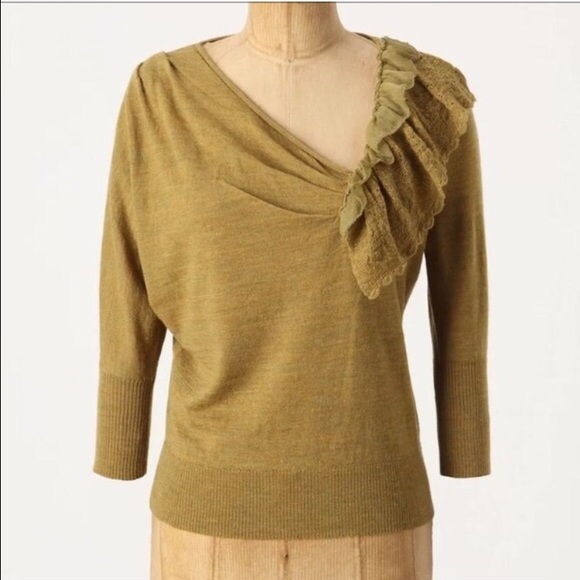 Anthropologie Knitted & Knotted Olive Sweater