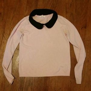 PINK SWEATER WITH BLACK PETER PAN COLLAR