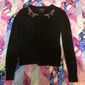 Orphan black pink pistol embroidered cardigan