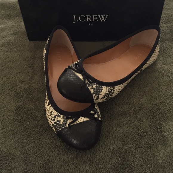 J crew snakeskin classic cap toe flats