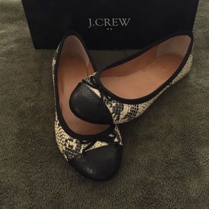 J crew snakeskin classic cap toe flats