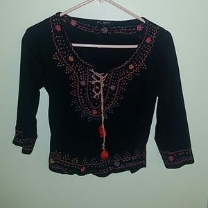 Cropped peasant blouse