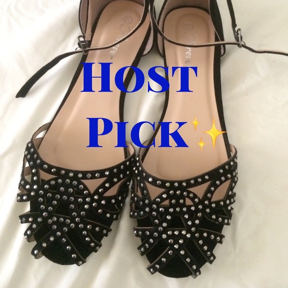 Beaded Peep Toe Flats