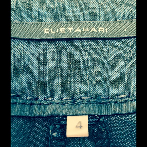ELIE TAHARI Cropped Navy Blue Linen Pants - Picture 4 of 4