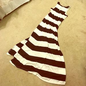 Black & white striped maxi dress