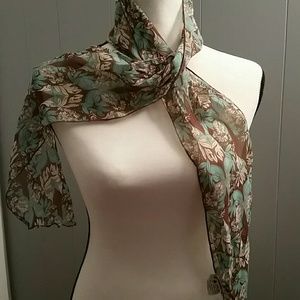 Aqua and brown scarf