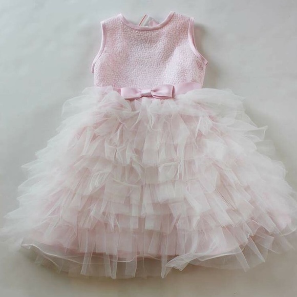 Pink Sequin Flower Girl Dress