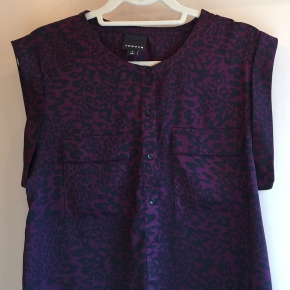 Trouve maroon/purple/black leopard shirt size M