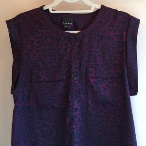 Trouve maroon/purple/black leopard shirt size M