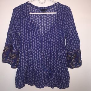 Blue-maroon indie flow sleeve shirt