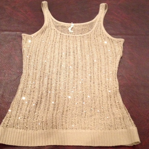 Willow & Clay oatmeal/whitegold sequin ribbed knit