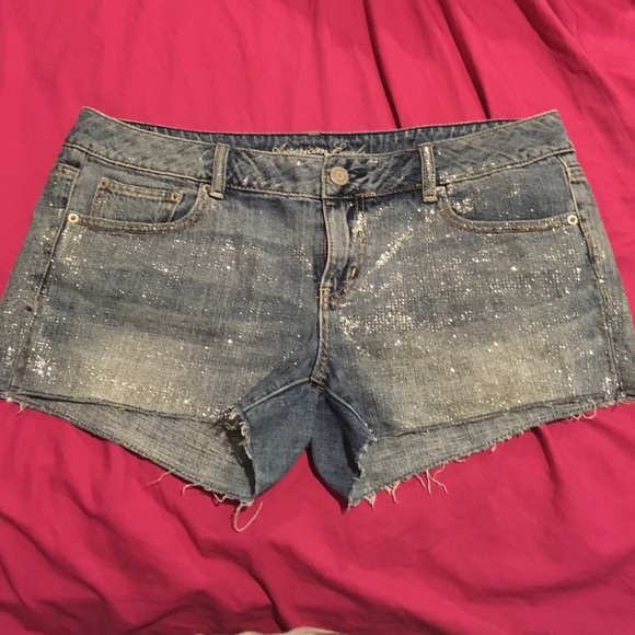 American Eagle Denim Glitter Shortie