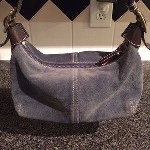 Coach Blue/Gray Suede Purse