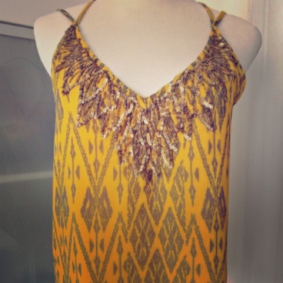 Urban Outfitters Ecote yellow grey tank top