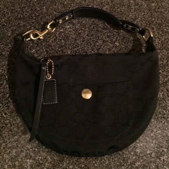 Coach Black Signature Hobo Purse
