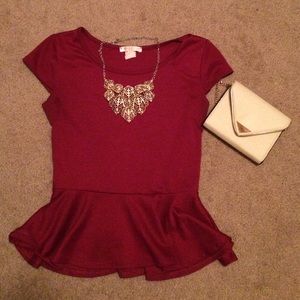 Maroon peplum top