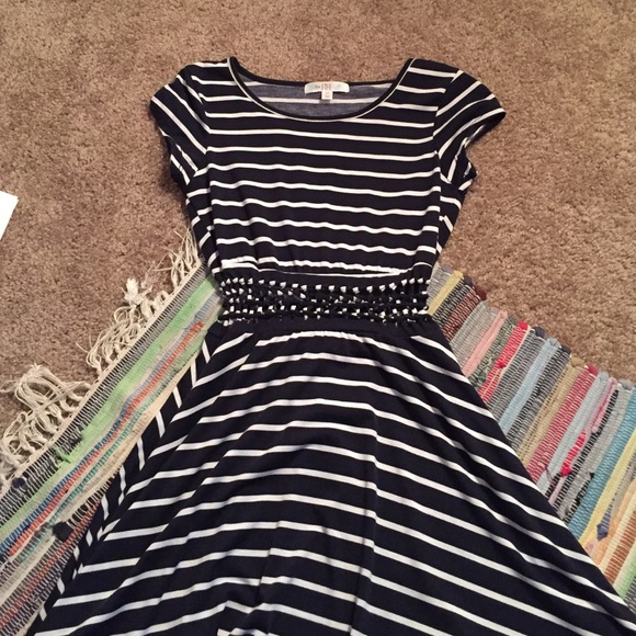 A blue and white dress