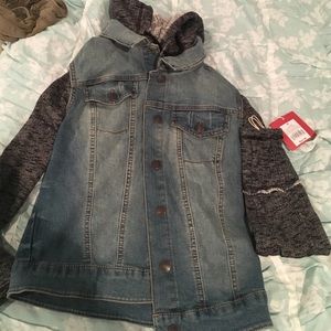 Jean jacket with built in hoodie