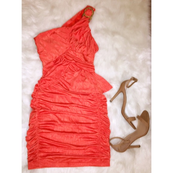XOXO one strap orange /gold party dress