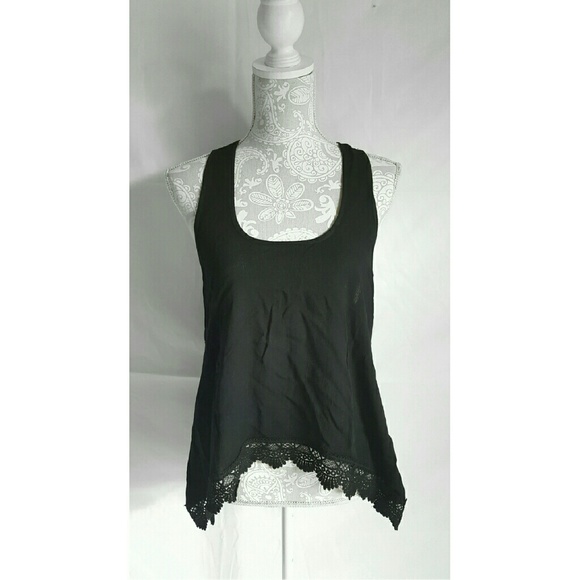 Sheer lace high low tank top size large