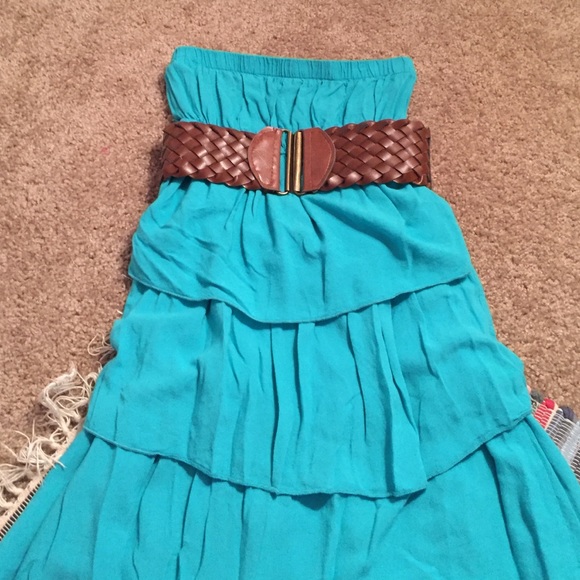 A light blue rue 21 strapless dress