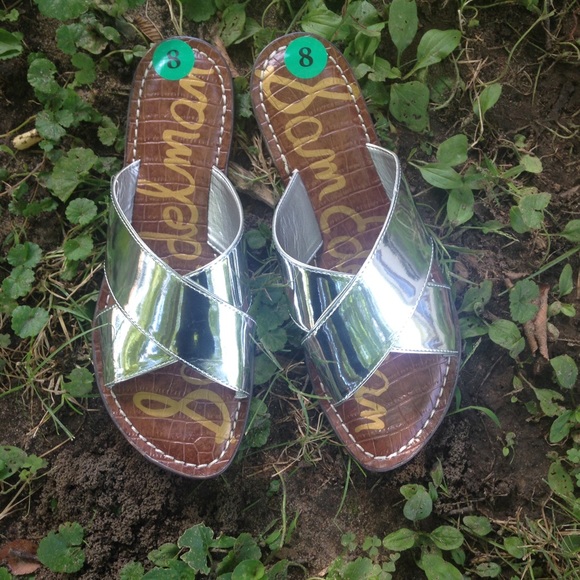 Sam Edelman Shoes - SOLD Sam Edelman metallic silver slides sandals 8