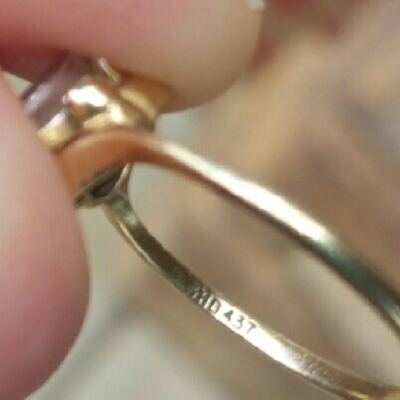 10K Gold Pink Stone Diamond accents 1.56g Size 6 - Picture 4 of 4