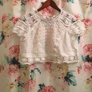 Kimchi Blue white lace crop top with open back