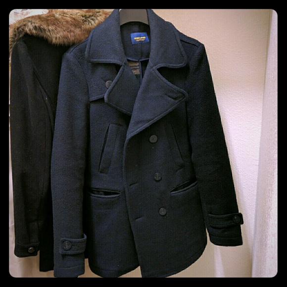 Zara Young wool blend navy blue peacoat