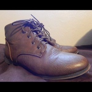 Brown Faux Leather Booties