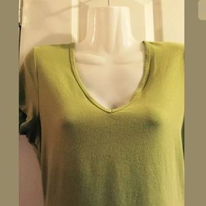 The Limited short sleeve lime green V neck