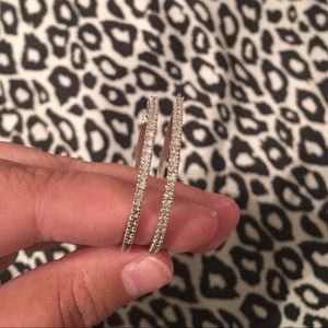 Diamond hoop earrings.