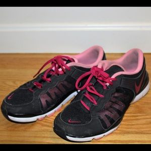 Pink and Black Nikes Running Sneakers