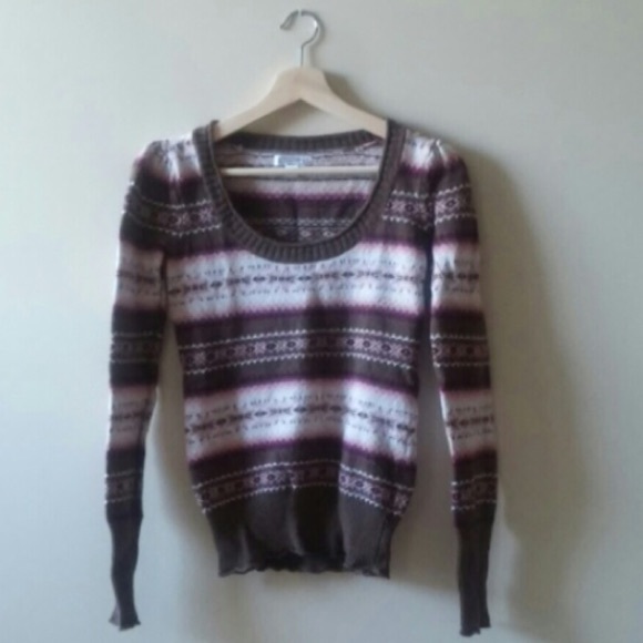 Fair isle sweater pink brown small