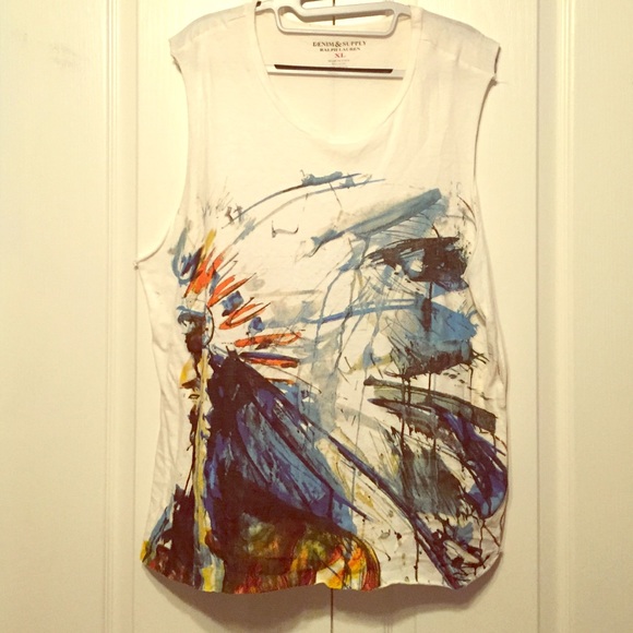 RALPH LAUREN watercolor cutoff sleeve muscle tee