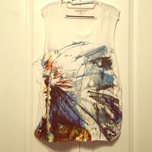 RALPH LAUREN watercolor cutoff sleeve muscle tee