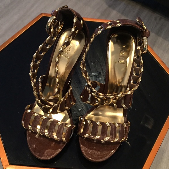 Bakers heels - brown & gold size 6